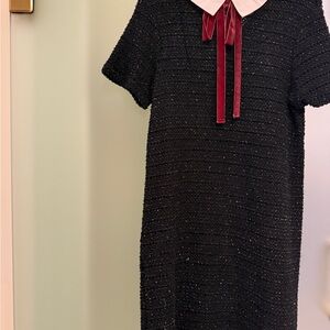 Vintage Zara Black Midi Tweed Dress